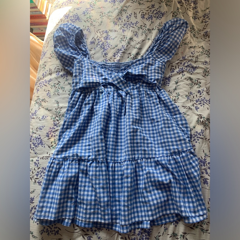 Blue & White Checkered dress - L